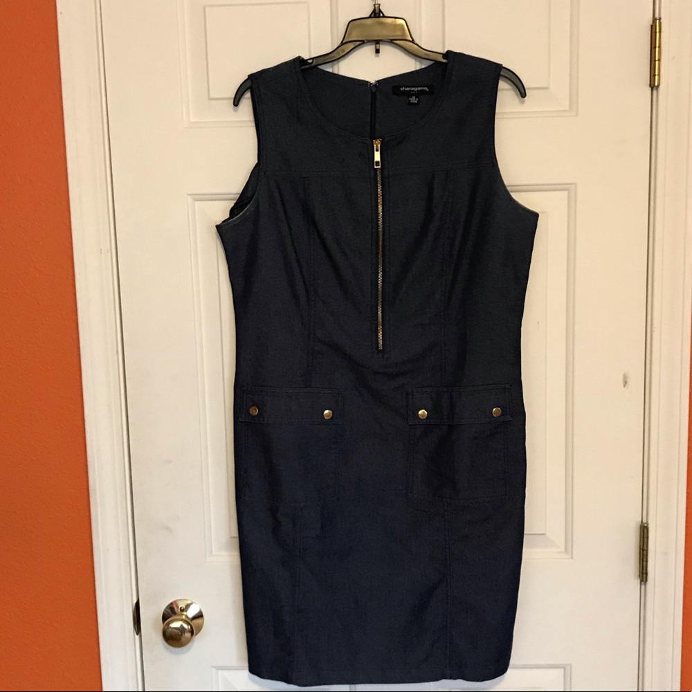 Denim dress, by Sharagano